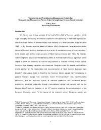 How American Management Theory Helped to Legitimize German Codetermination