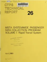 Mbta Systemwide Passenger Data Collection Program