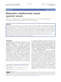 Metasurface Interferometry Toward Quantum Sensors