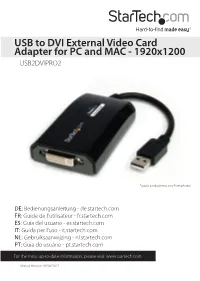 USB to DVI External Video Card Adapter for PC and MAC - 1920X1200 USB2DVIPRO2