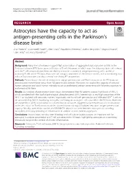 Astrocytes Have the Capacity to Act As Antigen-Presenting Cells in The