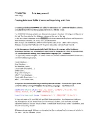 CIS430/530 Lab Assignment 1 Creating Relational Table Schema