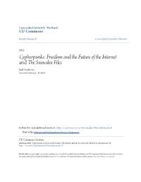 Cypherpunks: Freedom and the Future of the Internet and the Snowden Files Judy Anderson Concordia University - Portland