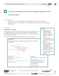 Lesson 10: Perimeter and Area of Polygonal Regions in the Cartesian Plane