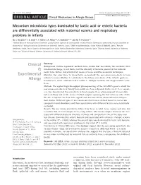 Meconium Microbiota Types Dominated by Lactic Acid Or Enteric Bacteria Are Differentially Associated with Maternal Eczema and Respiratory Problems in Infants M