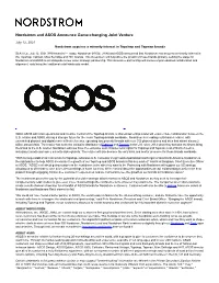 Nordstrom and ASOS Announce Game-Changing Joint Venture