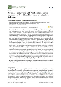 Optimal Strategy of a GPS Position Time Series Analysis for Post-Glacial Rebound Investigation in Europe