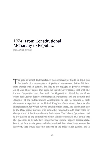 1974: from Constitutional Monarchy to Republic Ugo Mifsud Bonnici