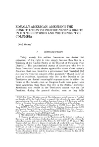 Amending the Constitution to Provide Voting Rights in Us