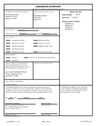 Candidate's Report