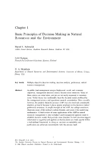Chapter 1 Basic Principles of Decision Making in Natural Resources and the Environment