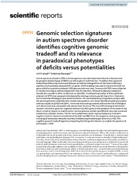 Genomic Selection Signatures in Autism Spectrum Disorder Identifies
