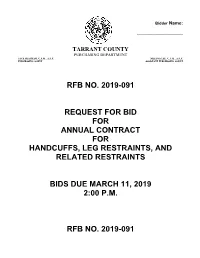 Rfb No. 2019-091 Request for Bid for Annual Contract