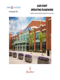 SAFE EVENT OPERATING FRAMEWORK a Guide to Creating a Safe Place to Gather for Your Next Event