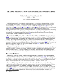 Shaping Wikipedia Into a Computable Knowledge Base