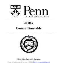 2010A Course Timetable
