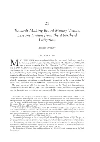 Lessons Drawn from the Apartheid Litigation