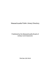 Massachusetts Public Library Directory