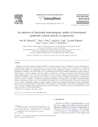 An Analysis of Functional Neuroimaging Studies of Dorsolateral Prefrontal Cortical Activity in Depression