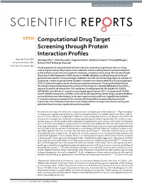 Computational Drug Target Screening Through Protein Interaction Profiles