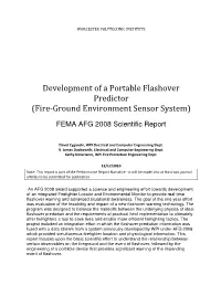 Development of a Portable Flashover Predictor (Fire-Ground Environment Sensor System) FEMA AFG 2008 Scientific Report