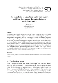 E Boundaries of Transitional Justice Jean Améry and Johan Degenaar on the Tension Between Survival and Justice