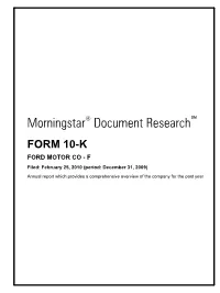 Ford Motor Company (Exact Name of Registrant As Specified in Its Charter)