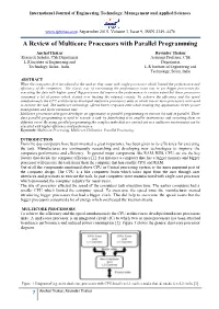 A Review of Multicore Processors with Parallel Programming