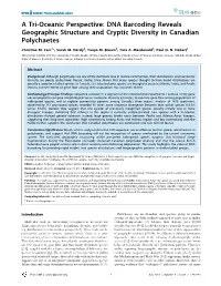 A Tri-Oceanic Perspective: DNA Barcoding Reveals Geographic Structure and Cryptic Diversity in Canadian Polychaetes