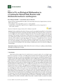 Effect of N on Biological Methanation in a Continuous Stirred-Tank