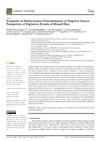 Examples of Multi-Sensor Determination of Eruptive Source Parameters of Explosive Events at Mount Etna