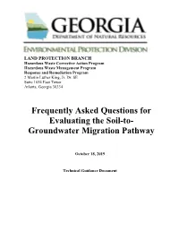 Faqs for Evaluating the Soil-To-Groundwater Pathway