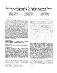 Guidelines on Successfully Porting Non-Immersive Games to Virtual