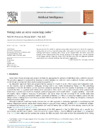 Voting Rules As Error-Correcting Codes ∗ Ariel D