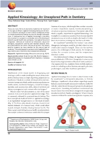 Applied Kinesiology: an Unexplored Path in Dentistry 1Divya Anilkumar Singh, 2Sabita M Ram, 3Naisargi Shah, 4Jyoti Nadgere
