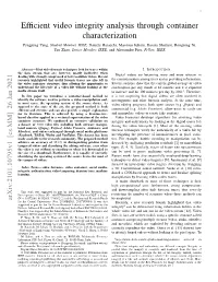 Efficient Video Integrity Analysis Through Container Characterization