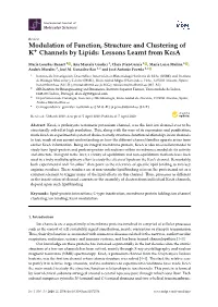Modulation of Function, Structure and Clustering of K Channels by Lipids: Lessons Learnt from Kcsa