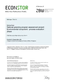 National Greening Program Assessment Project: Environmental Component - Process Evaluation Phase