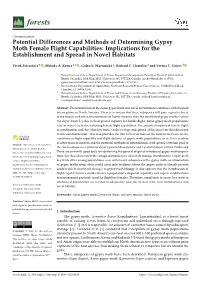 Potential Differences and Methods of Determining Gypsy Moth Female Flight Capabilities: Implications for the Establishment and Spread in Novel Habitats