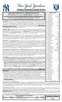 Spring Training Game Notes