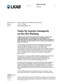 Tests for Heavier Transports on the Ore Railway