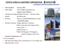 TOYOTA COROLLA SAPPORO CORPORATION 【OVERVIEW】 Our Response to the State of Emergency Declaration