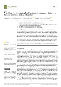 A Method for Measuring the Maximum Measurable Gain of a Passive Intermodulation Chamber
