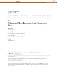 Adhesion of Three Brands of Elastic Therapeutic Tape Robert Topp University of San Diego