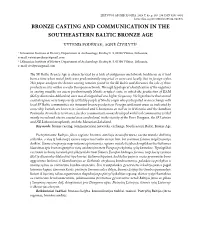 Bronze Casting and Communication in the Southeastern Baltic Bronze Age