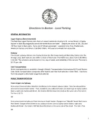 Directions to Boston - Local Parking