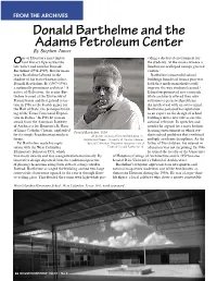 Donald Barthelme and the Adams Petroleum Center