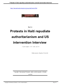 Protests in Haiti Repudiate Authoritarianism and US Intervention Interview