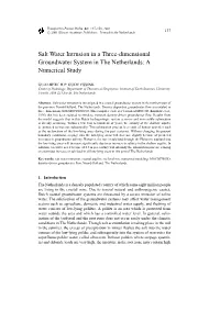 Salt Water Intrusion in a Three-Dimensional Groundwater System in the Netherlands: a Numerical Study