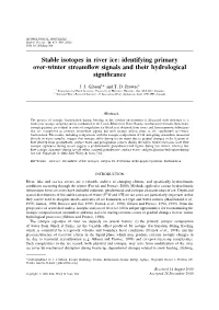 Stable Isotopes in River Ice: Identifying Primary Over-Winter Streamflow